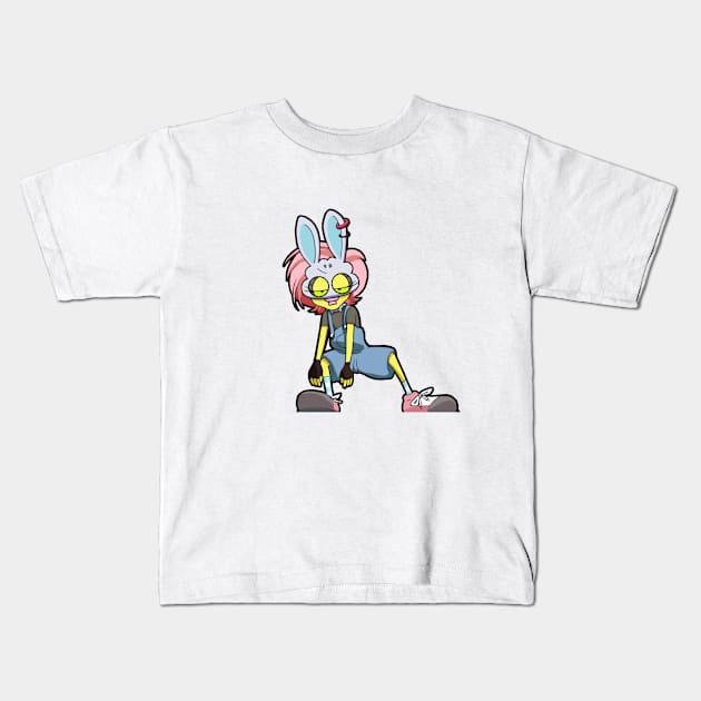 Rabbit cartoon character colorful design Kids T-Shirt by slluks_shop